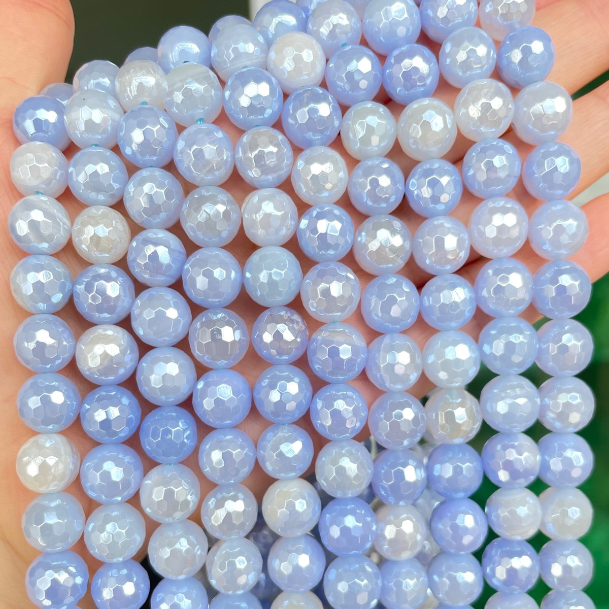10mm Electroplated Blue Agate Stone Faceted Beads-Grade A Premium Quality Electroplated Beads New Beads Arrivals Premium Quality Agate Beads Charms Beads Beyond