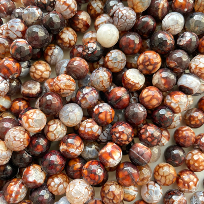 2 Strands/lot 10mm Colorful Cracked Fire Agate Faceted Stone Beads Brown Stone Beads Faceted Agate Beads New Beads Arrivals Charms Beads Beyond