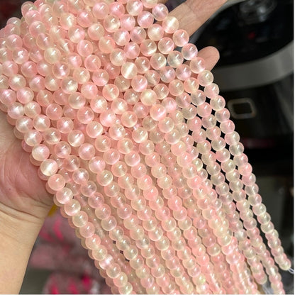 2 Strands/lot 8mm Peach Pink Selenite Smooth Beads Stone Beads 8mm Stone Beads New Beads Arrivals Selenite Beads Charms Beads Beyond