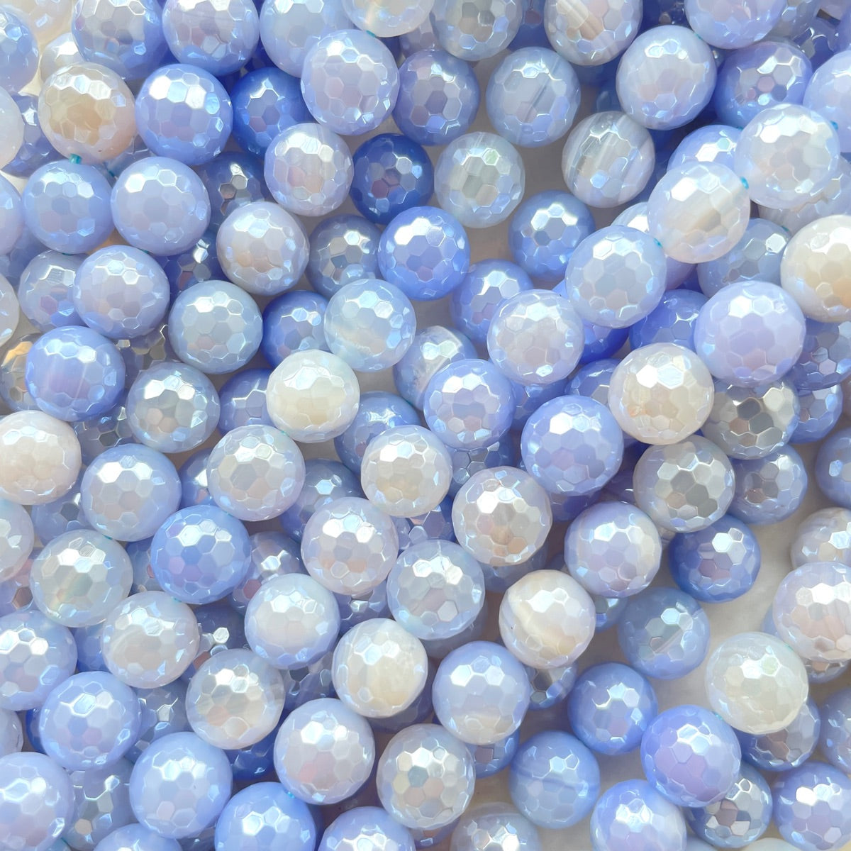 10mm Electroplated Blue Agate Stone Faceted Beads-Grade A Premium Quality Electroplated Beads New Beads Arrivals Premium Quality Agate Beads Charms Beads Beyond