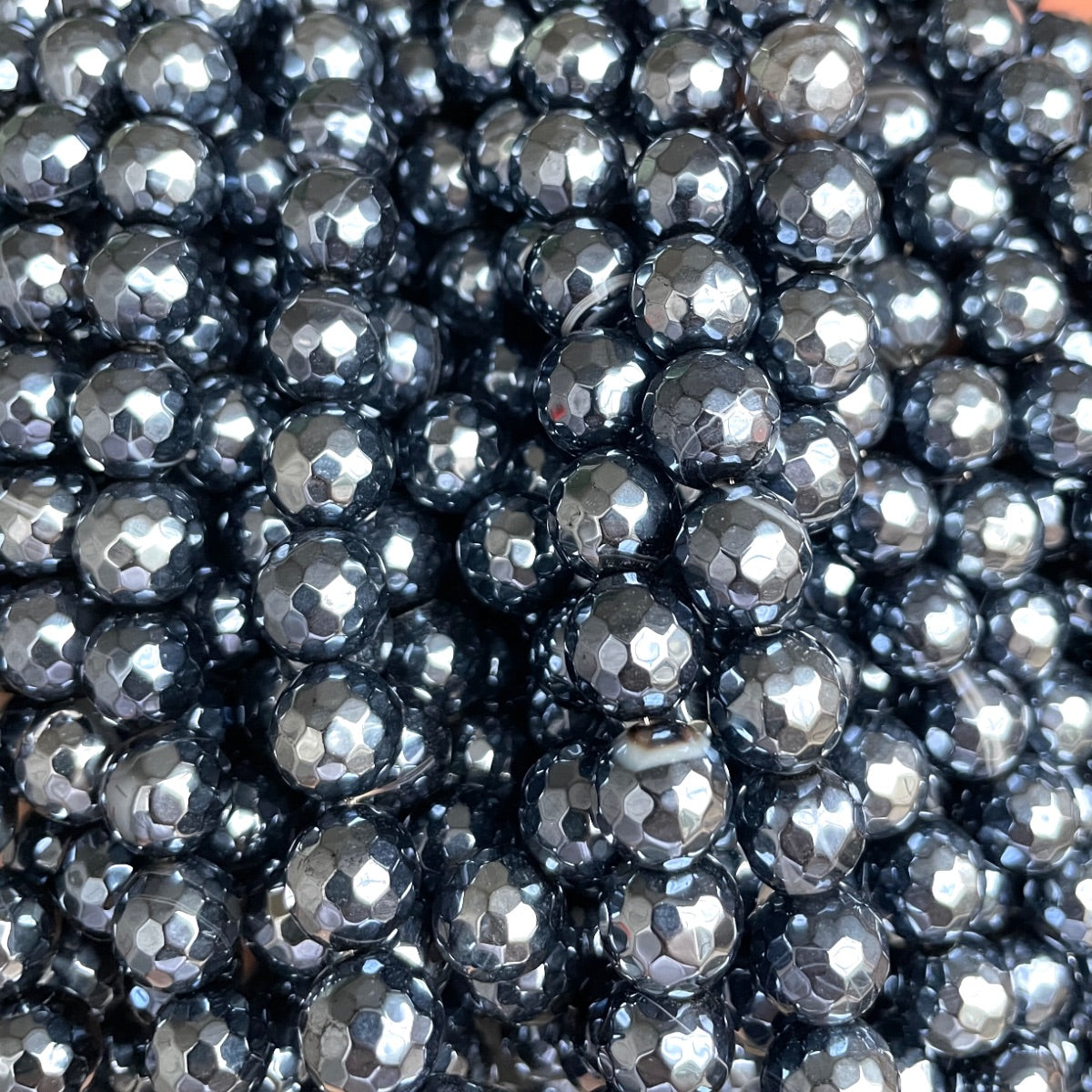 2 Strands/lot 10mm Electroplated Black Onyx Agate Faceted Stone Beads Electroplated Beads Electroplated Faceted Agate Beads New Beads Arrivals Charms Beads Beyond