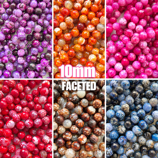 2 Strands/lot 10mm Colorful Cracked Fire Agate Faceted Stone Beads Stone Beads Faceted Agate Beads New Beads Arrivals Charms Beads Beyond