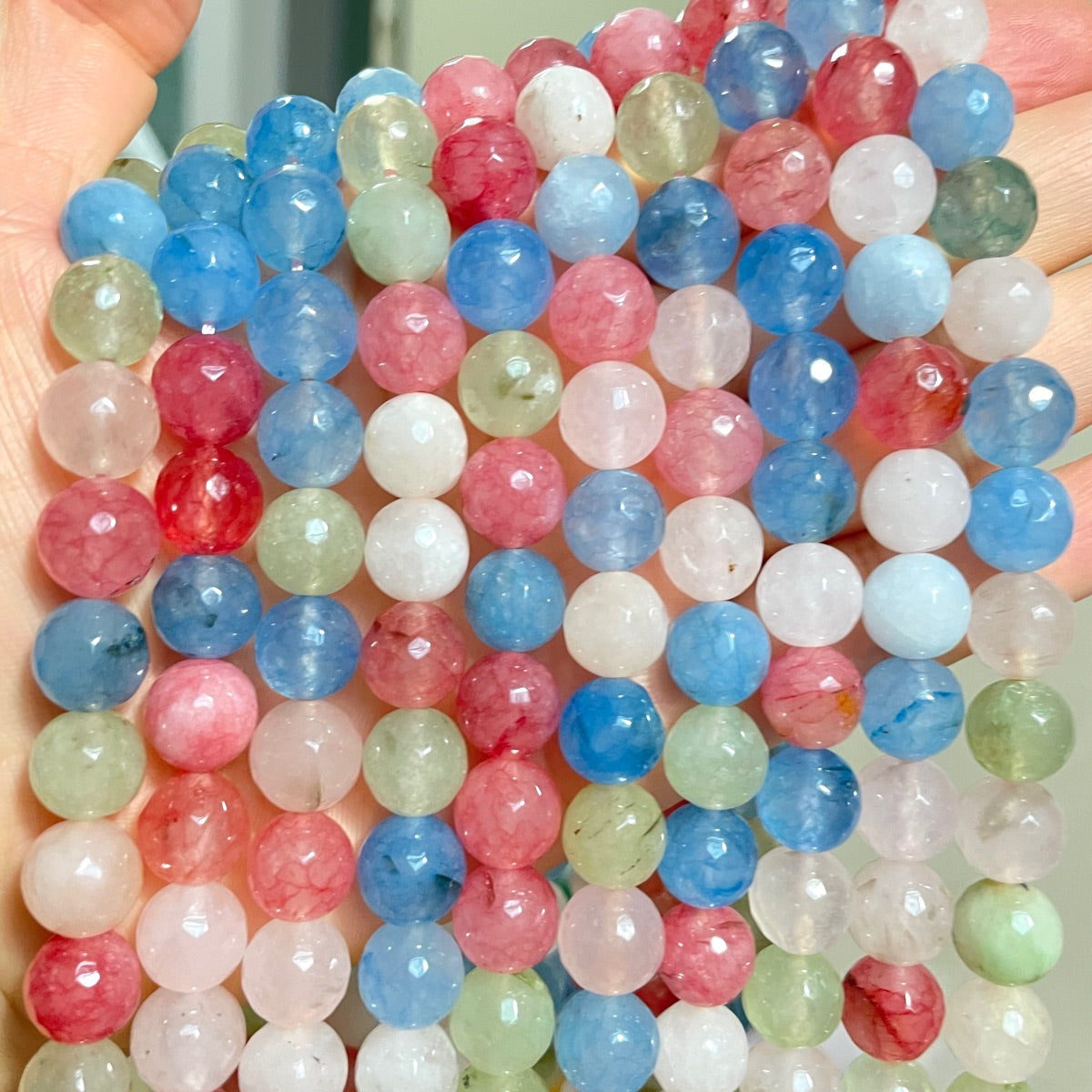 2 Strands/lot 10mm Multicolor Blue Green White Red Faceted Jade Stone Beads Stone Beads Faceted Jade Beads New Beads Arrivals Charms Beads Beyond