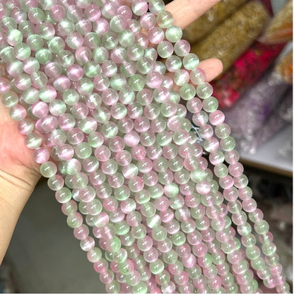 2 Strands/lot 8mm Green Pink Selenite Smooth Beads Stone Beads 8mm Stone Beads New Beads Arrivals Selenite Beads Charms Beads Beyond