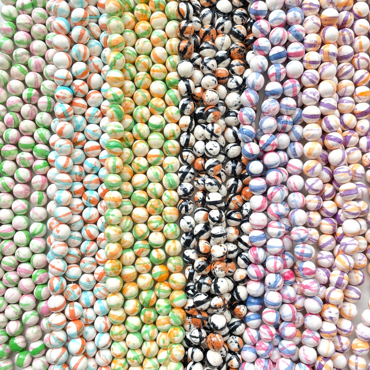 2 Strands/lot 10mm Colorful Rain Flower Jade Stone Beads Stone Beads New Beads Arrivals Round Jade Beads Charms Beads Beyond