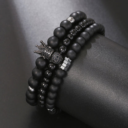 5 Sets/Lot 6/8m Black Matte Stone Bracelets Set for Men Men Bracelets Charms Beads Beyond