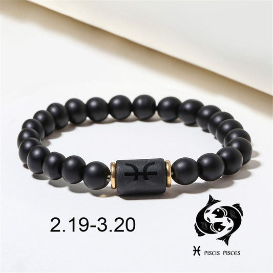 12pcs/lot 8mm Black Matte Stone Zodiac Bracelets Men Bracelets Charms Beads Beyond