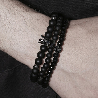 5 Sets/Lot 6/8m Black Matte Stone Bracelets Set for Men Men Bracelets Charms Beads Beyond