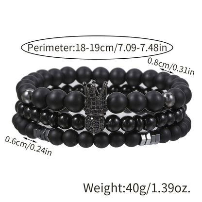 5 Sets/Lot 6/8m Black Matte Stone Bracelets Set for Men Men Bracelets Charms Beads Beyond