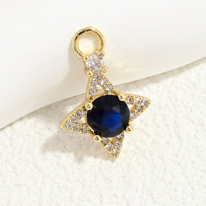 10pcs/lot Small Size Blue Pink Green Clear CZ Paved Star Charms Blue CZ-Gold CZ Paved Charms Small Sizes Sun Moon Stars Charms Beads Beyond