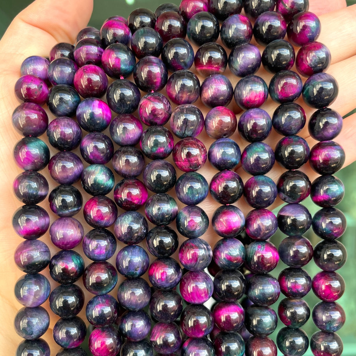 10mm Natural Hot Pink Dark Blue Galaxy Tiger Eye Round Stone Beads Stone Beads New Beads Arrivals Tiger Eye Beads Charms Beads Beyond
