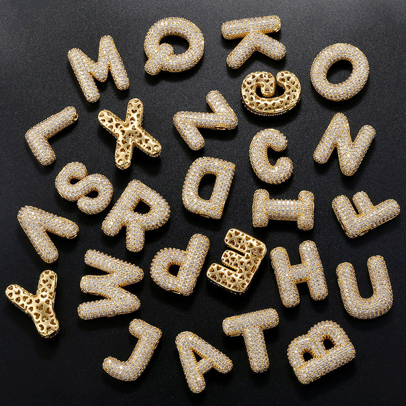 10-26pcs/lot CZ Paved Initial Letter Alphabet Charms-Gold, Silver CZ Paved Charms Initials & Numbers New Charms Arrivals Charms Beads Beyond