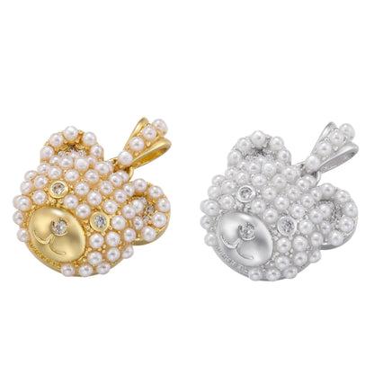 10pcs/lot Pearl Pave Gold Silver Cute Bear Charms Mix Style 2 CZ Paved Charms Animals & Insects Charms Beads Beyond