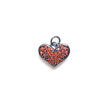 10pcs/lot 15*12mm Small Size Fuchsia CZ Pave Heart Charms