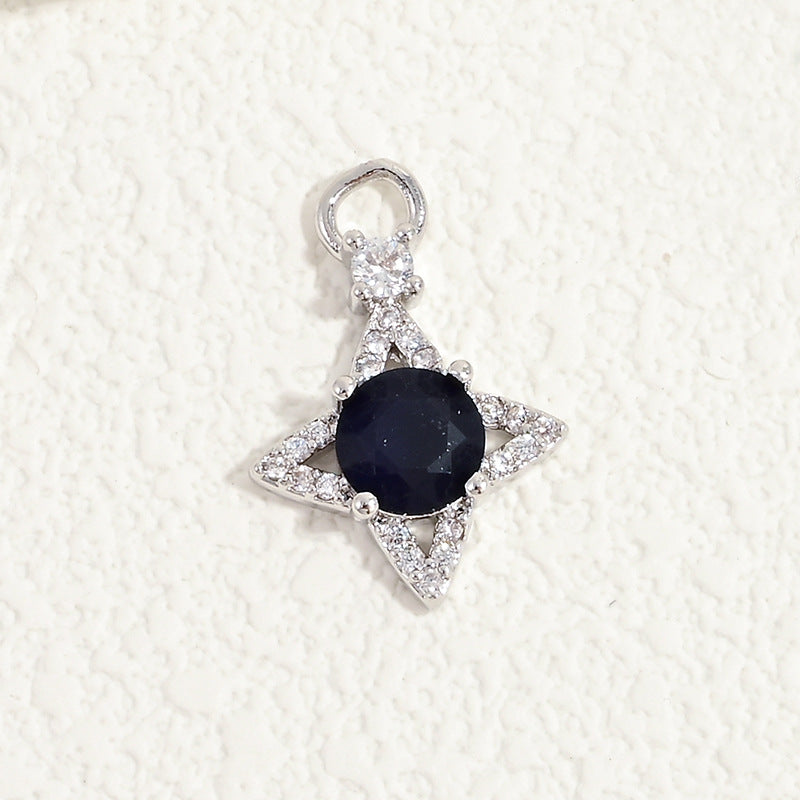 10pcs/lot Small Size Blue Pink Green Clear CZ Paved Star Charms Blue CZ-Silver CZ Paved Charms Small Sizes Sun Moon Stars Charms Beads Beyond