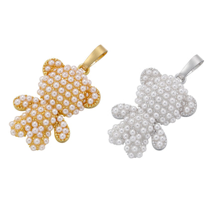 10pcs/lot Pearl Pave Gold Silver Cute Bear Charms Mix Style 1 CZ Paved Charms Animals & Insects Charms Beads Beyond