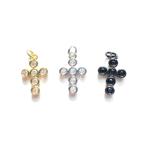 10pcs/lot 17.2*11mm CZ Paved Cross Charms
