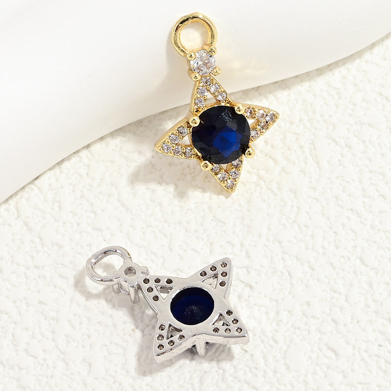 10pcs/lot Small Size Blue Pink Green Clear CZ Paved Star Charms Blue CZ-Mix Colors CZ Paved Charms Small Sizes Sun Moon Stars Charms Beads Beyond