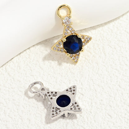 10pcs/lot Small Size Blue Pink Green Clear CZ Paved Star Charms Blue CZ-Mix Colors CZ Paved Charms Small Sizes Sun Moon Stars Charms Beads Beyond