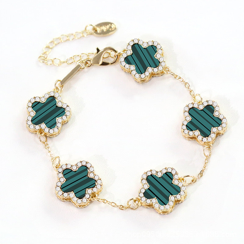 12pcs/lot Bling Rhinestone Pave Colorful Flower Bracelets Green Women Bracelets Charms Beads Beyond