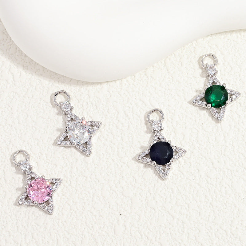 10pcs/lot Small Size Blue Pink Green Clear CZ Paved Star Charms Mix All Silver CZ Paved Charms Small Sizes Sun Moon Stars Charms Beads Beyond