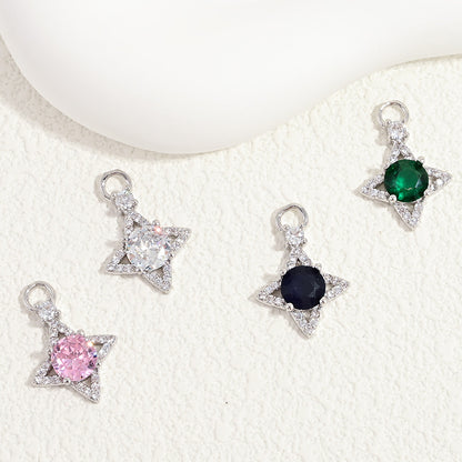10pcs/lot Small Size Blue Pink Green Clear CZ Paved Star Charms Mix All Silver CZ Paved Charms Small Sizes Sun Moon Stars Charms Beads Beyond