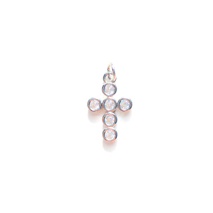 10pcs/lot 17.2*11mm CZ Paved Cross Charms