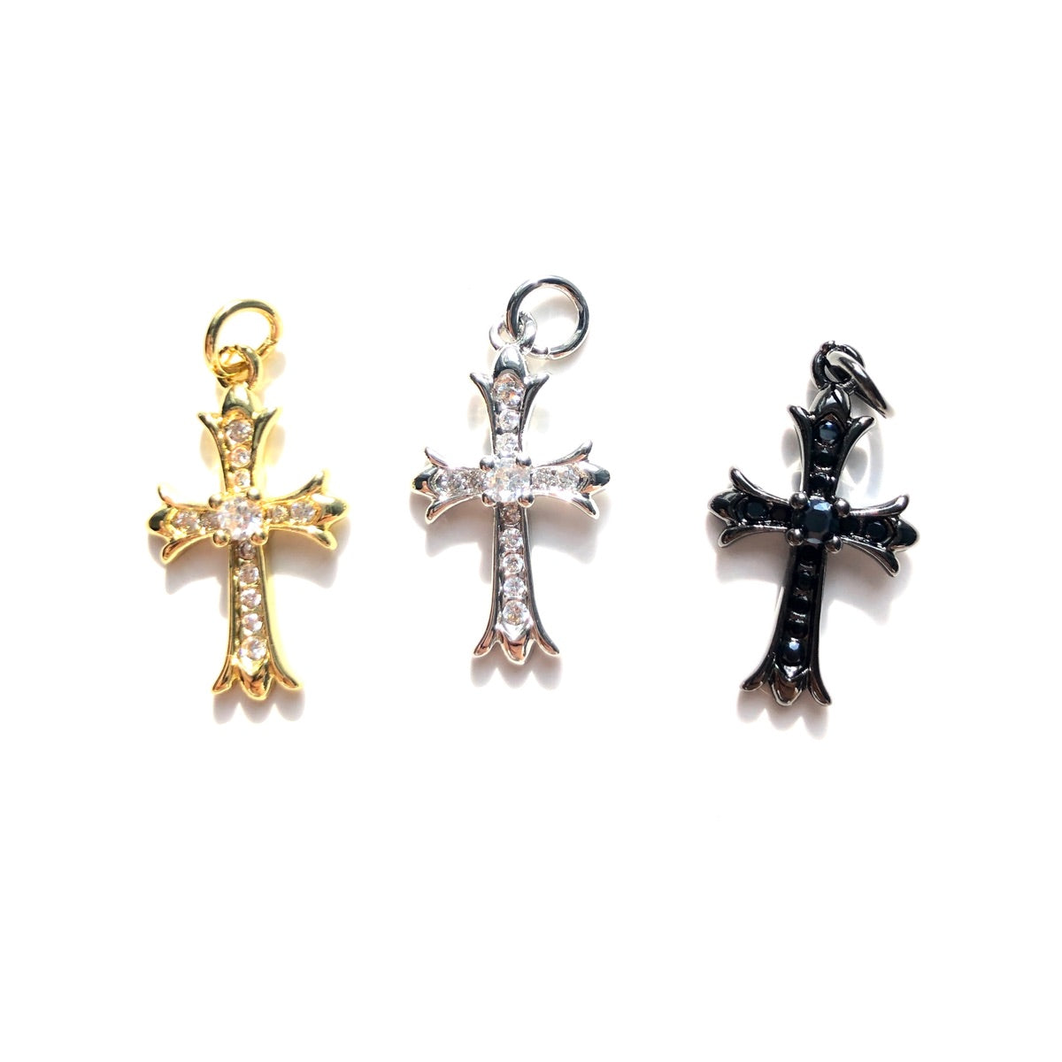 10pcs/lot 20.5*12mm CZ Paved Cross Charms