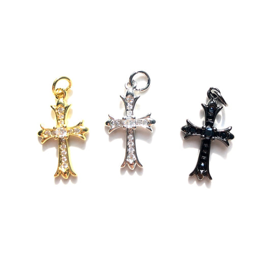 10pcs/lot 20.5*12mm CZ Paved Cross Charms