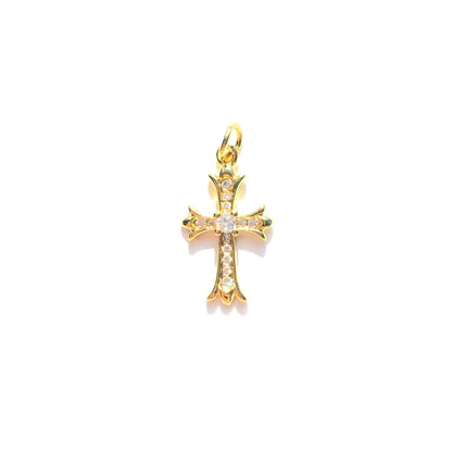 10pcs/lot 20.5*12mm CZ Paved Cross Charms