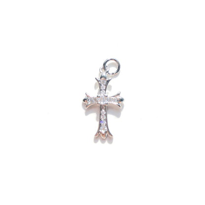 10pcs/lot 20.5*12mm CZ Paved Cross Charms