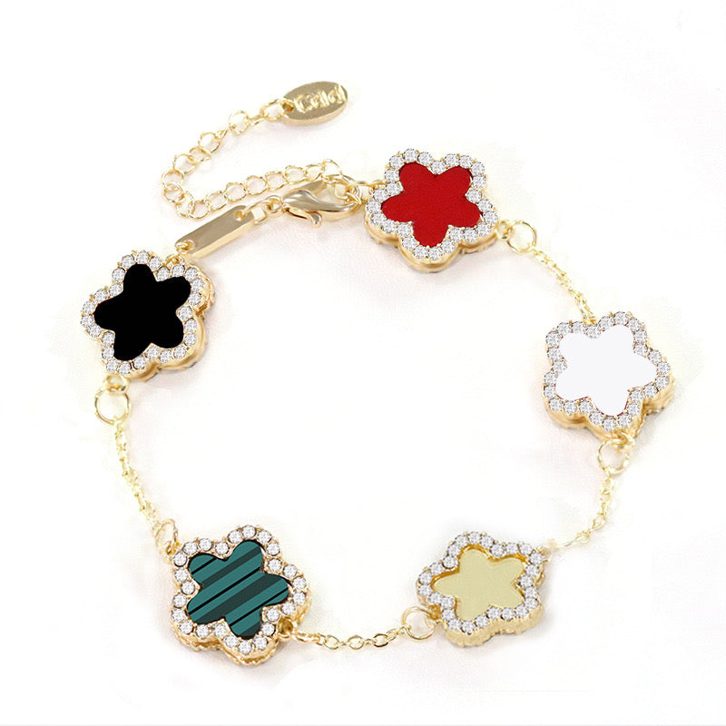 12pcs/lot Bling Rhinestone Pave Colorful Flower Bracelets Multicolor Women Bracelets Charms Beads Beyond