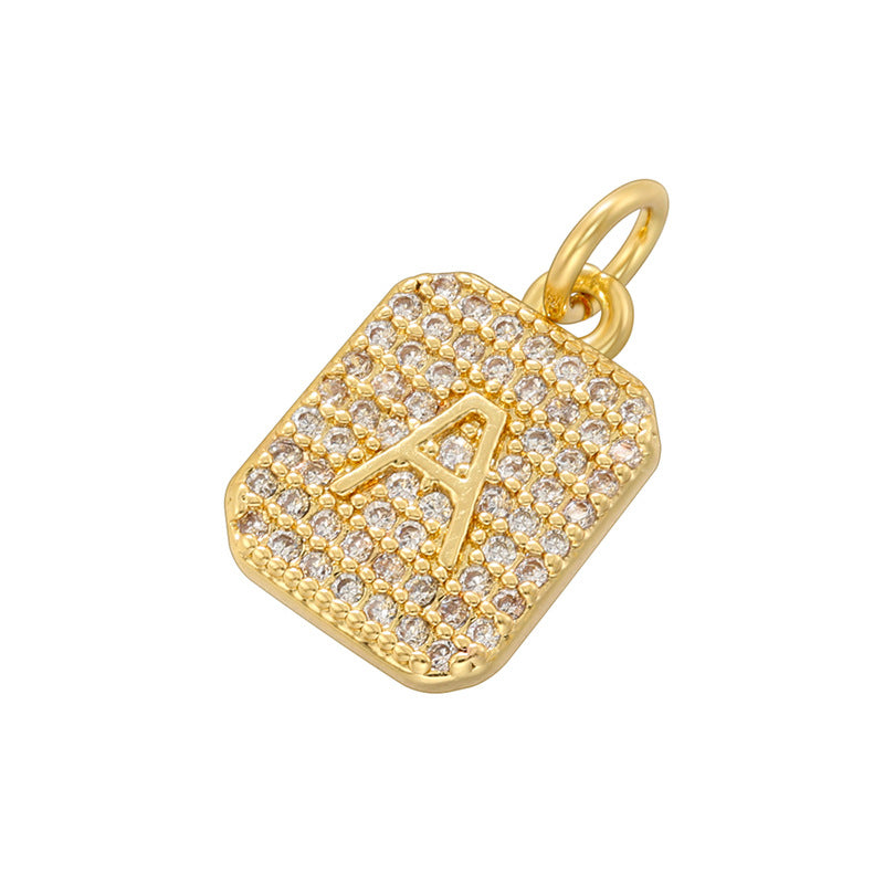 10-26pcs/lot 17*9.5mm CZ Square Initial Letter Alphabet Charms-Gold & Silver CZ Paved Charms Initials & Numbers New Charms Arrivals Charms Beads Beyond