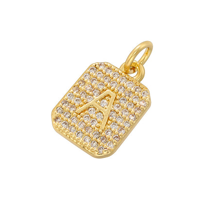 10-26pcs/lot 17*9.5mm CZ Square Initial Letter Alphabet Charms-Gold & Silver CZ Paved Charms Initials & Numbers New Charms Arrivals Charms Beads Beyond