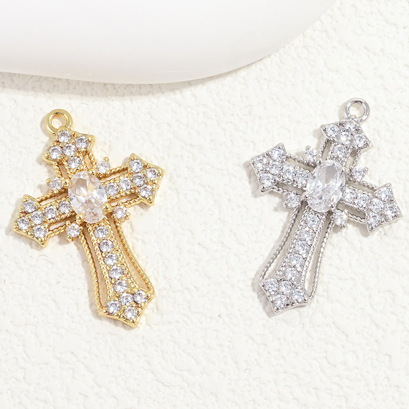 10pcs/lot Multicolor Clear CZ Paved Cross Charms Clear CZ-Mix Color CZ Paved Charms Crosses New Charms Arrivals Charms Beads Beyond