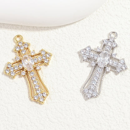 10pcs/lot Multicolor Clear CZ Paved Cross Charms Clear CZ-Mix Color CZ Paved Charms Crosses New Charms Arrivals Charms Beads Beyond