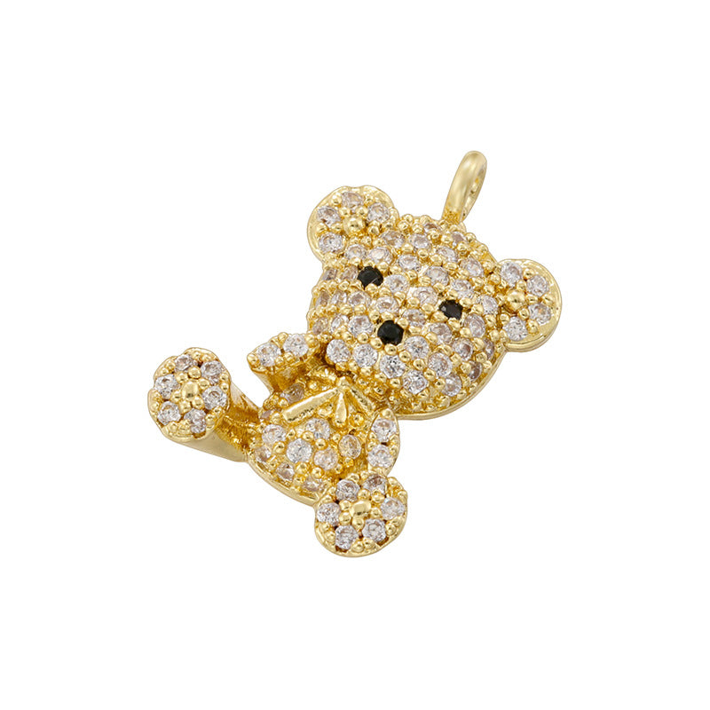 10pcs/lot CZ Paved Cute Small Bear Charms Gold CZ Paved Charms Animals & Insects New Charms Arrivals Charms Beads Beyond