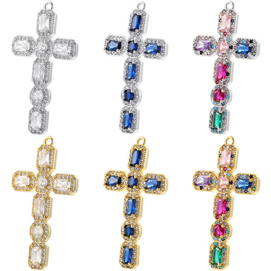 10pcs/lot Multicolor Blue Clear CZ Paved Cross Charms Mix All Colors CZ Paved Charms Crosses New Charms Arrivals Charms Beads Beyond