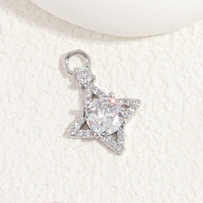 10pcs/lot Small Size Blue Pink Green Clear CZ Paved Star Charms Clear CZ-Silver CZ Paved Charms Small Sizes Sun Moon Stars Charms Beads Beyond