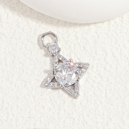 10pcs/lot Small Size Blue Pink Green Clear CZ Paved Star Charms Clear CZ-Silver CZ Paved Charms Small Sizes Sun Moon Stars Charms Beads Beyond