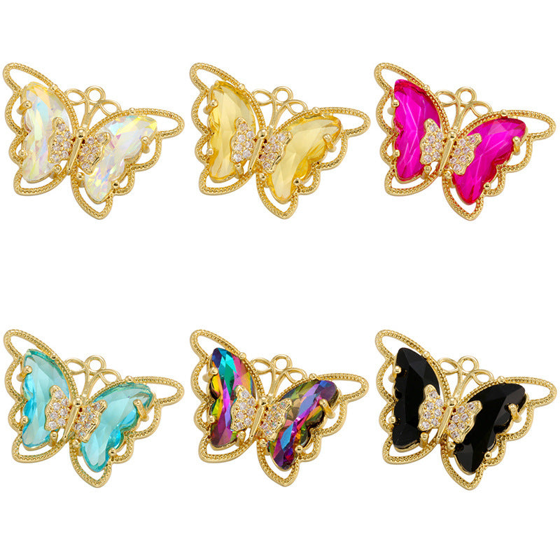 10pcs/lot 22.5*16mm Colorful Crystal Glass Butterfly Charms Mix Colors CZ Paved Charms Butterflies Charms Beads Beyond