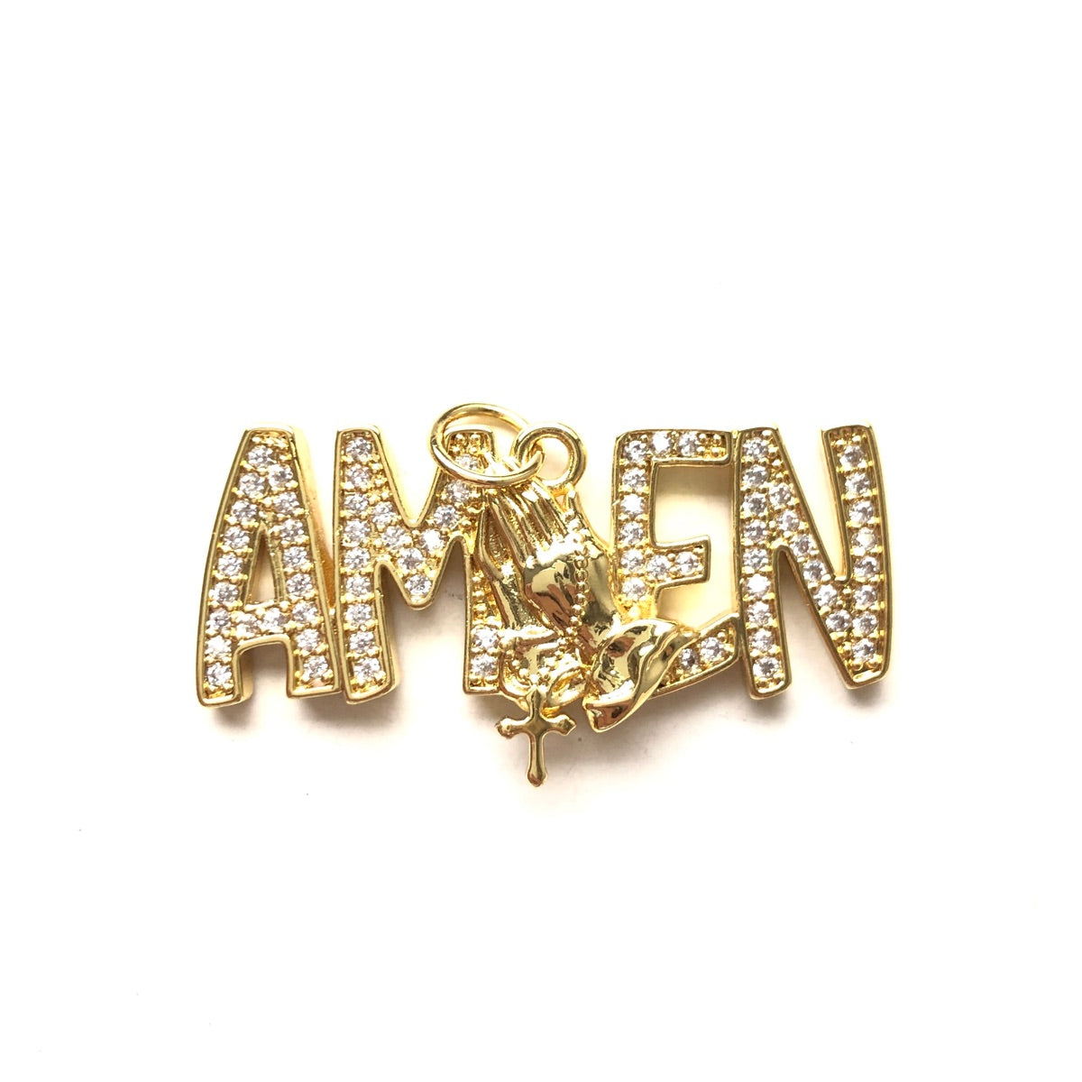 10pcs/lot CZ Pave Praying Hands Amen Word Charms CZ Paved Charms Christian Quotes New Charms Arrivals Charms Beads Beyond