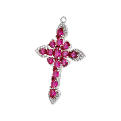 10pcs/lot Green Fuchsia Pink CZ Paved Cross Charms CZ Paved Charms Crosses New Charms Arrivals Charms Beads Beyond