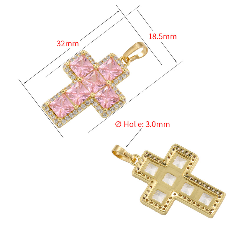 5-10pcs/lot 32*18.5mm Pink Green Clear CZ Paved Cross Charms CZ Paved Charms Crosses New Charms Arrivals Charms Beads Beyond