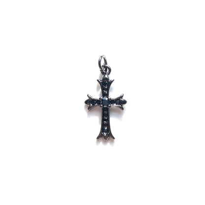 10pcs/lot 20.5*12mm CZ Paved Cross Charms
