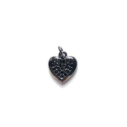 10pcs/lot Mini Size CZ Pave Heart Charm Pendants