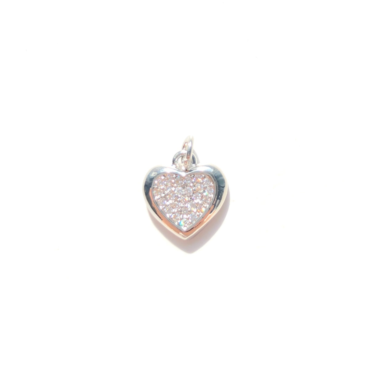 10pcs/lot Mini Size CZ Pave Heart Charm Pendants