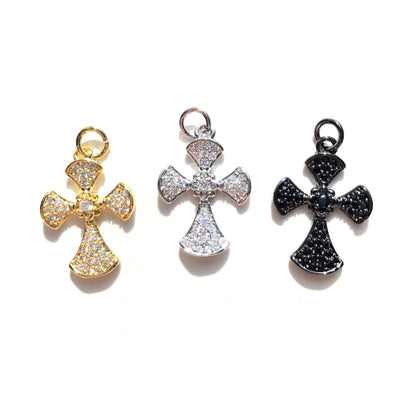 10pcs/lot 20.5*14.3mm CZ Paved Cross Charms