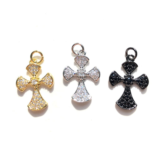10pcs/lot 20.5*14.3mm CZ Paved Cross Charms