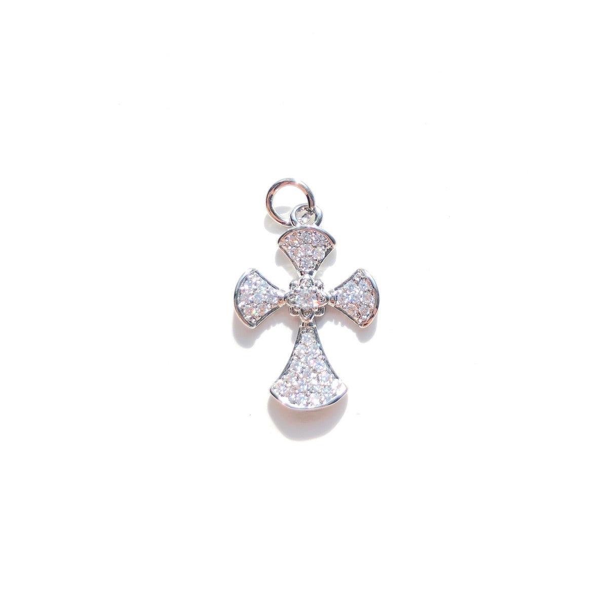 10pcs/lot 20.5*14.3mm CZ Paved Cross Charms